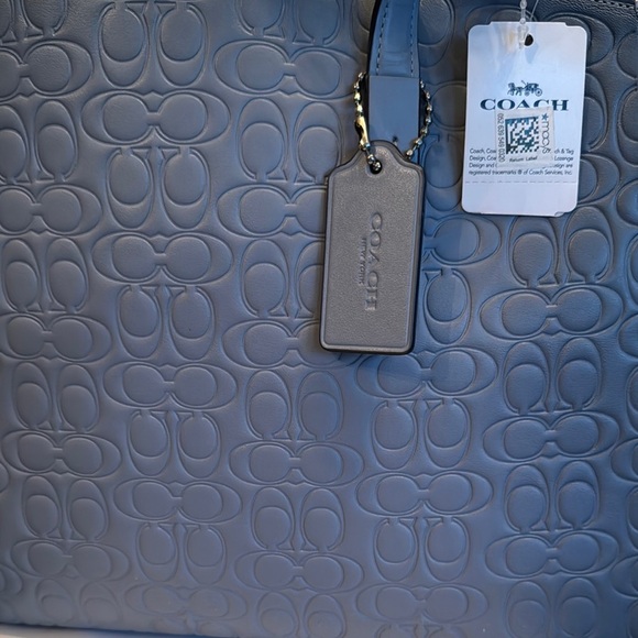 Coach Gray embossed Bag with Signature embossed logo NWT - Picture 3 of 16
